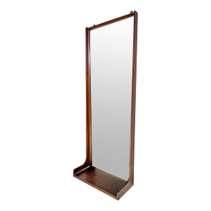 C. 1960s Mid-Century Wall Mirror in Walnut With Shelf
