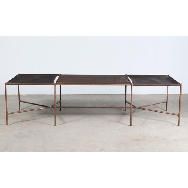 Web Series Cast Bronze Saddle Leather And Wood Bench By Modern Industry Design Chairish