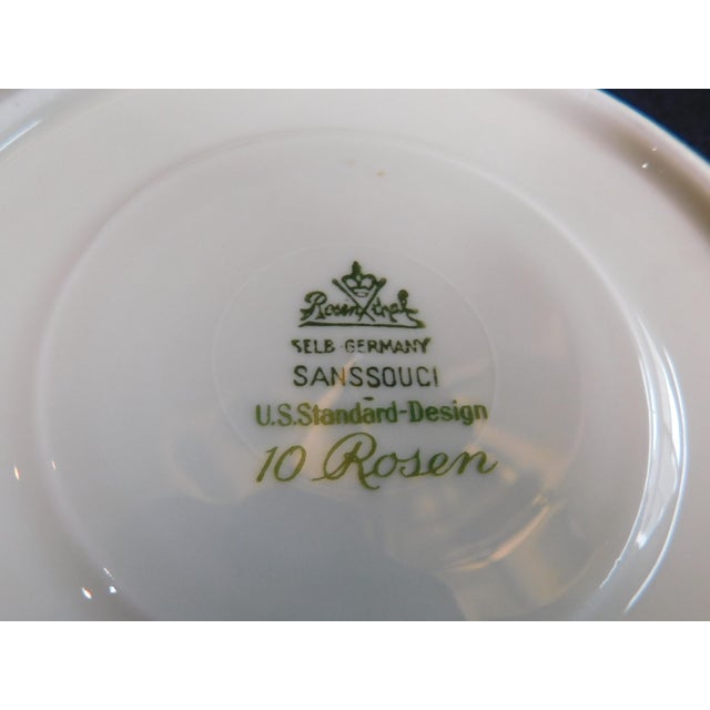 1980s Lot of Twelve Rosenthal Sanssouci Rose Ivory Flat Teacups and Saucers - 24pcs For Sale - Image 9 of 9