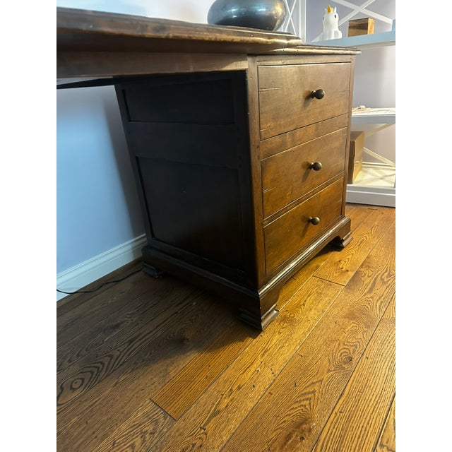 The Sterling Collection Solid Walnut Partner Desk — Rustic European, 96" For Sale - Image 4 of 8