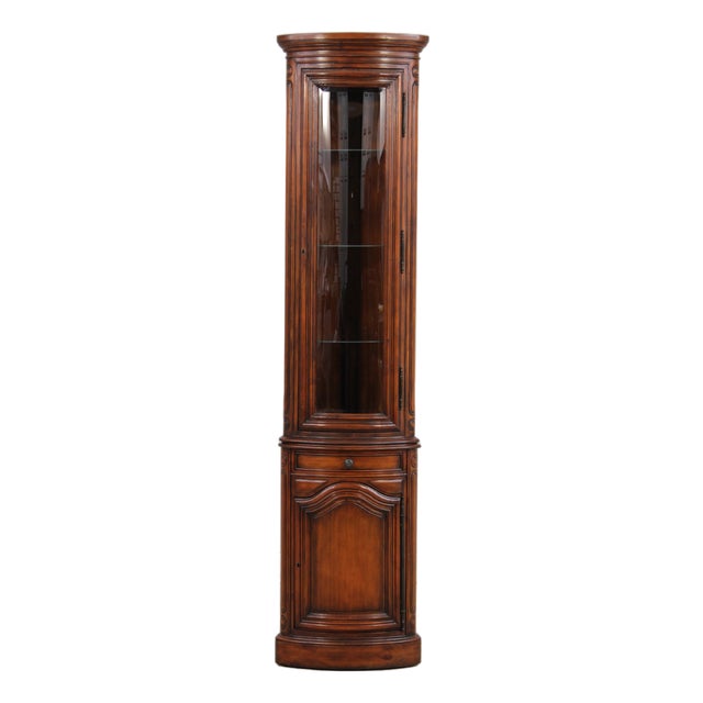 Theodore Alexander Curved Mahogany Corner Cabinet For Sale