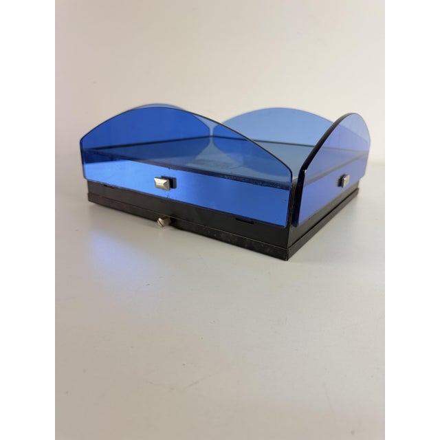 Three-Light Ceiling Lamp in Blue Stained Glass, 1960s For Sale - Image 6 of 10