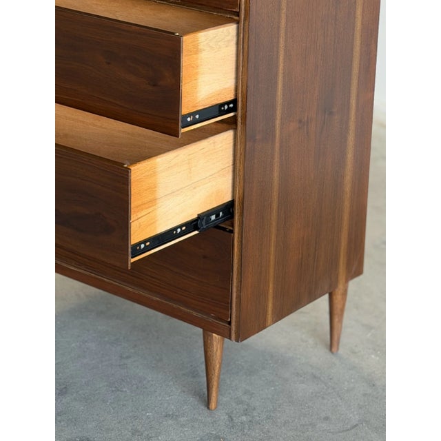 Wood 1960s Minimal Walnut Highboy For Sale - Image 7 of 9