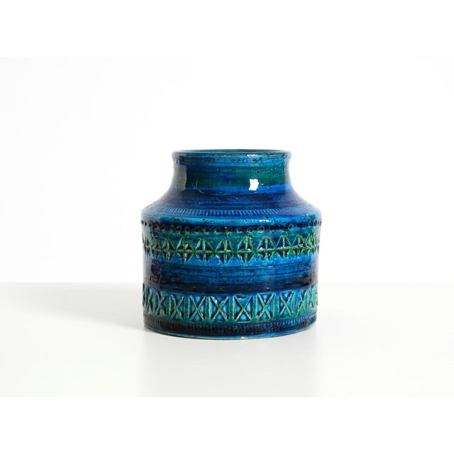Bitossi Small Rimini Blue Ceramic Vase by Aldo Londi for Bitossi, Italy, 1960s For Sale - Image 4 of 15