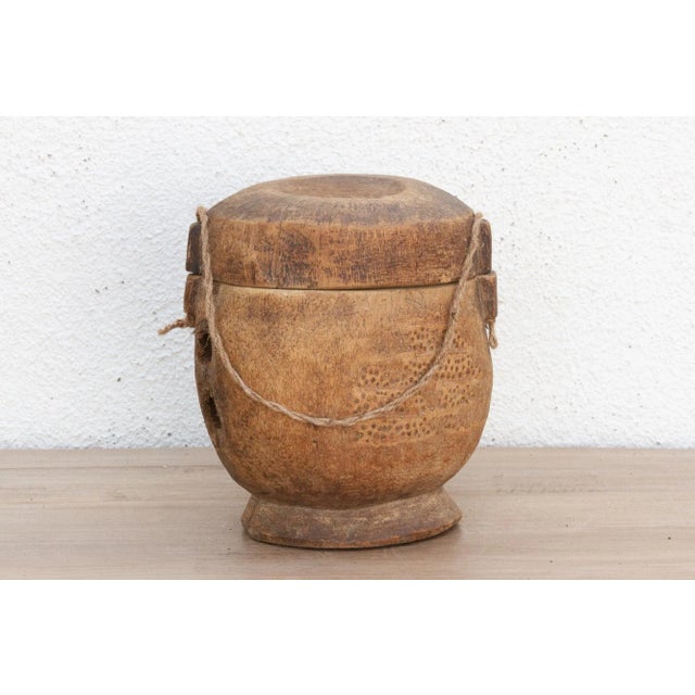 Asian Antique Wooden Food Storage Basket For Sale - Image 3 of 9