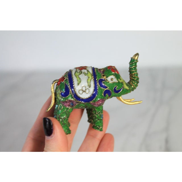 Metal Vintage Cloisonné Elephant Figurine For Sale - Image 7 of 7