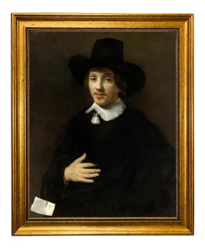 "Portrait of a Man" Contemporary Reproduction Print on Canvas After Willem Drost, Framed