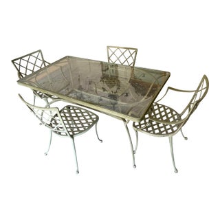 Rare Mid Century Brown Jordon Neo Classical Patio Dining Set W/ Buffet Table For Sale