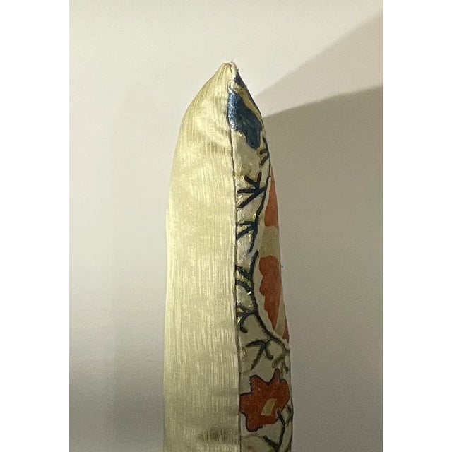 Antique 19th Century Uzbek Suzani Embroidered Pillow - Lumbar Cushion For Sale In Miami - Image 6 of 15