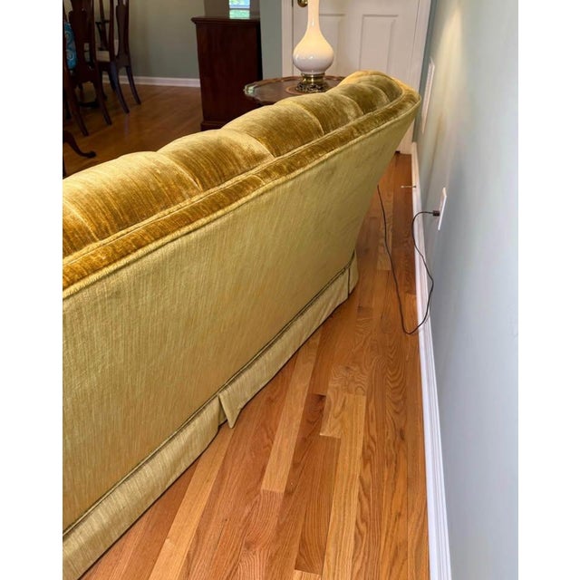 Vintage Tufted Gold Velvet Sofa Couch For Sale - Image 9 of 10