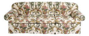 Jean Monro Chinoiserie Fabric Three Seat Roll Arm Sofa