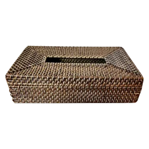 Vintage Brown Rattan Long Tissue Box Cover
