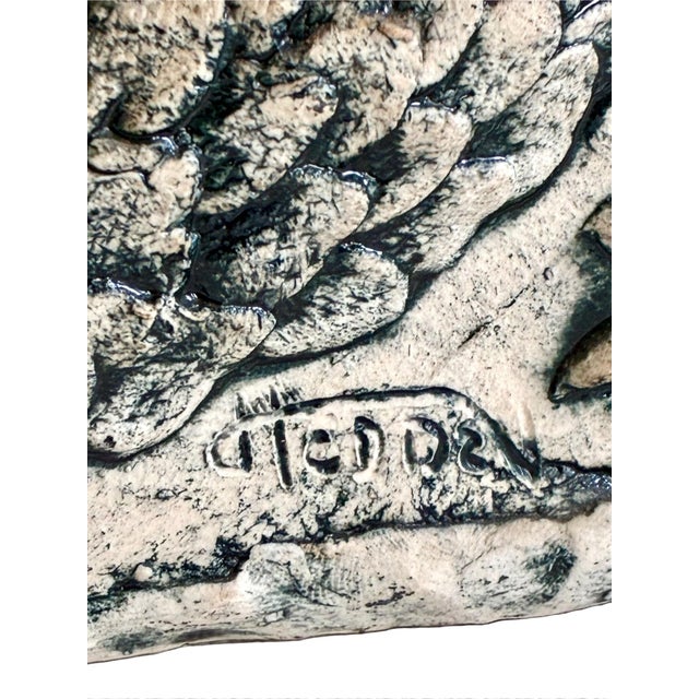 Signed Mid 20th Century Novelty Relief Mermaid Trees Ceramic Box With Lid / Large Art Studio Pottery Lidded Box For Sale - Image 12 of 12