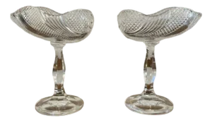 Antique Victorian Cut Glass Comports, 1880, Set of 2