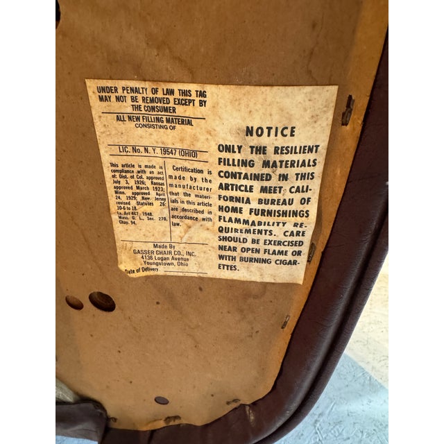 Vintage Industrial Gasser Chair Co. Rolling Settee in Burgundy Faux Leather For Sale - Image 9 of 12