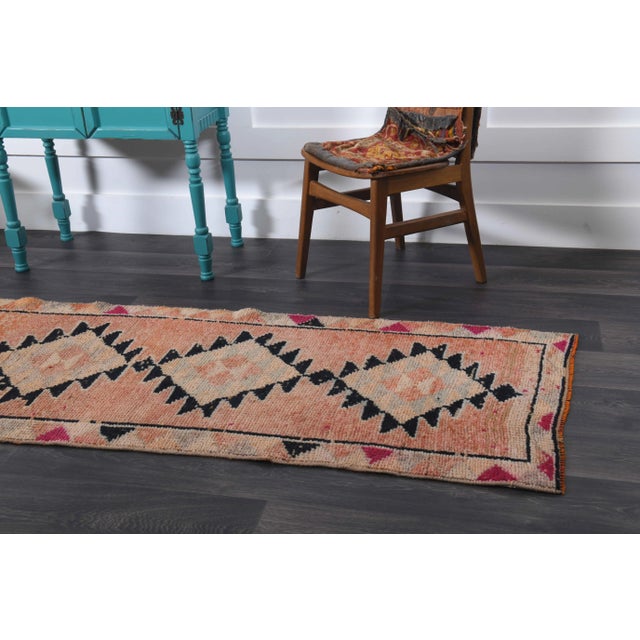 Beige 1970s Vintage Turkish Hand-Knotted Wool Cotton Beige Runner Rug For Sale - Image 8 of 11