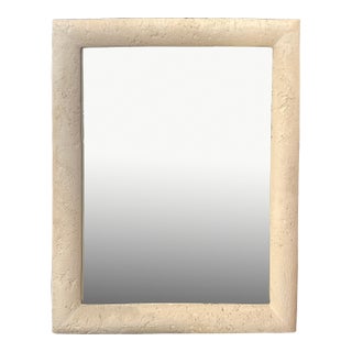 1980s Off White Cast Stone Mirror For Sale
