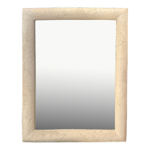 1980s Off White Cast Stone Mirror