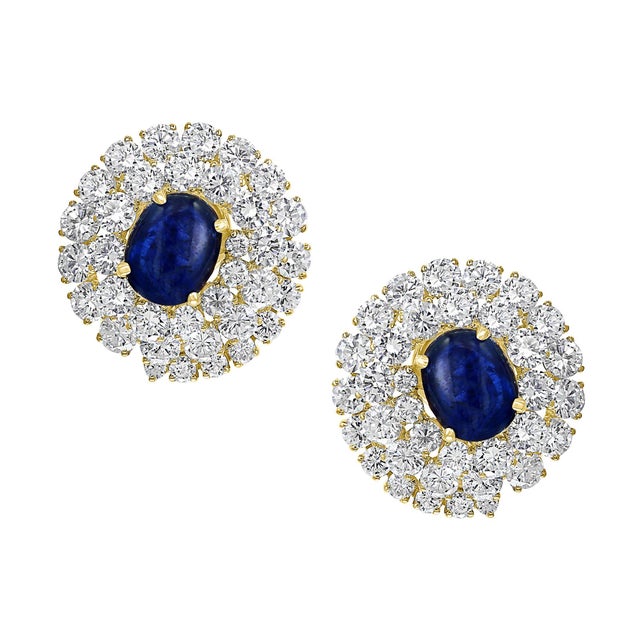 Chantecler 12 Ct Sapphire 22 Ct Diamond VS/E-F Color Ring & Earring Set 18 KYG For Sale - Image 16 of 18