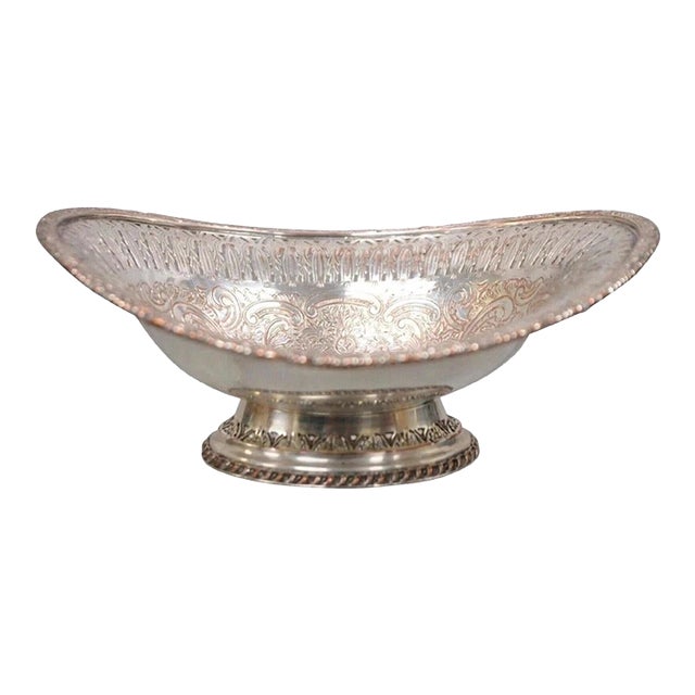 Vintage Ellis Barker Silver Plated Copper Small Pedestal Dish Trinket Bowl For Sale