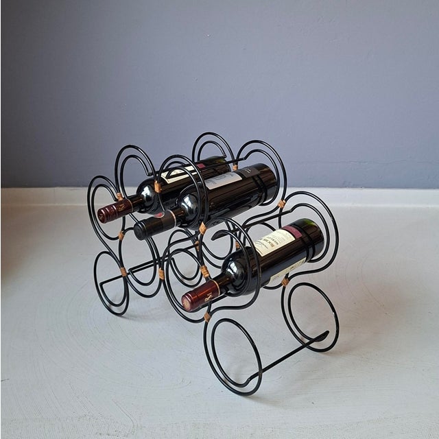 1980s Vintage Black Metal Wine Rack, 1970s For Sale - Image 5 of 7