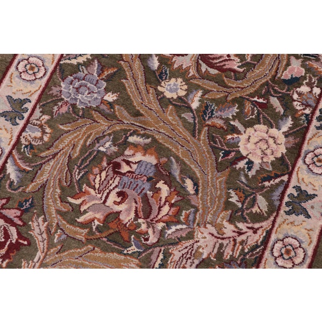 1990s Shabby Chic 1990's Pak-Persian Green/Beige Wool Rug - 2'0'' X 4'2'' For Sale - Image 5 of 9