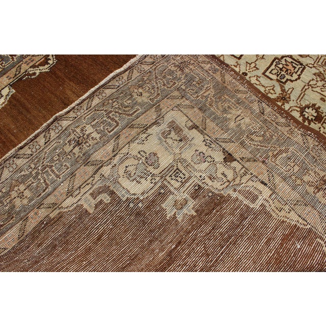 Textile Vintage Turkish Oushak Rug With Floral Motifs in Chocolate Brown, Ivory, Taupe 5'7 X 8 For Sale - Image 7 of 8