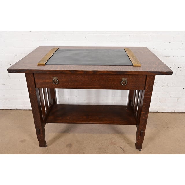 Tiffany Studios New York "Adam" Bronze Doré Blotter Ends With Leather Desk Blotter For Sale - Image 12 of 13