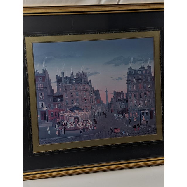 Late 20th Century Michel Delacroix "Carousel" Framed Paris Street Scene Lithograph, Signed in Plate For Sale - Image 10 of 15