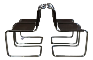 Mid Century Marcel Breuer Chrome & Leather Chairs - Set of 4
