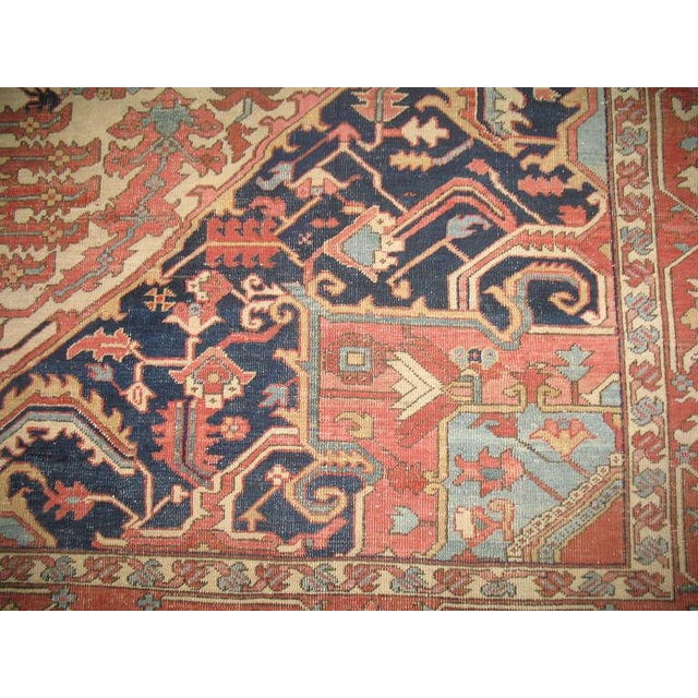 Persian Antique Persian Heriz Serapi Rug - 11'7" x 18'9" For Sale - Image 3 of 18