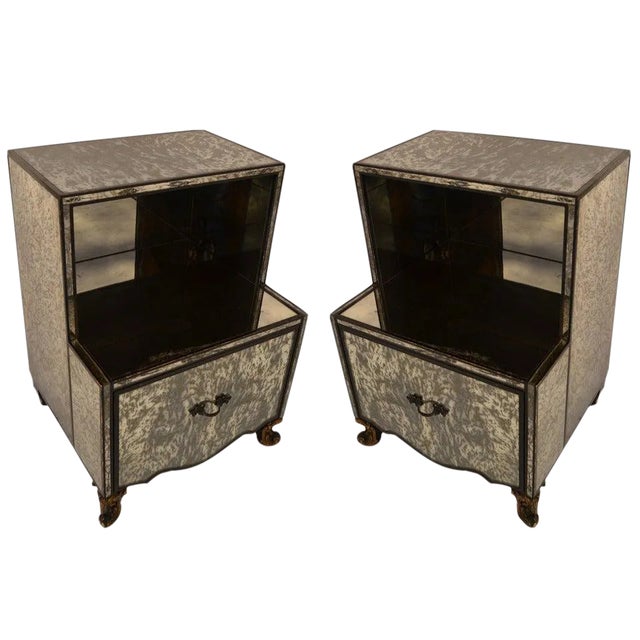 Mirrored Night Stands Attributed to James Mont - a Pair For Sale