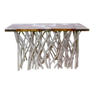 1980s Rustic Beach Reclaimed Teak Wood Console Table For Sale