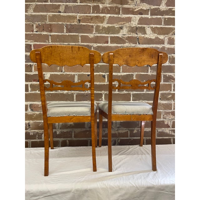 This pair of Swedish chairs was sourced in Gothenburg, Sweden and are of Biedermeier style inspired by Karl Johan. They...