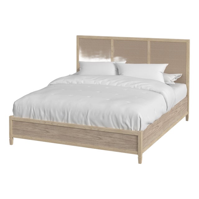 Flagstaff King Size Cane Panel Bed, Desert Sand For Sale