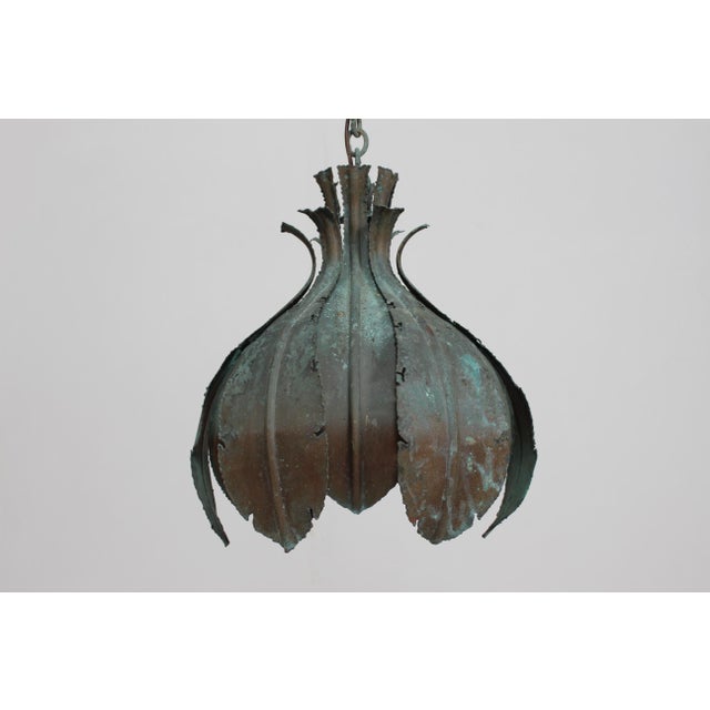 1960s Vintage Danish Brutalist Green Pendant in Brass by Svend Aage Holm Sørensen, 1960s For Sale - Image 5 of 17