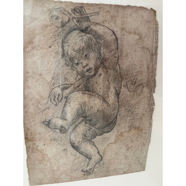 Late 19th Century Antique French Child’s Sketch in Gilt Frame For Sale - Image 5 of 10