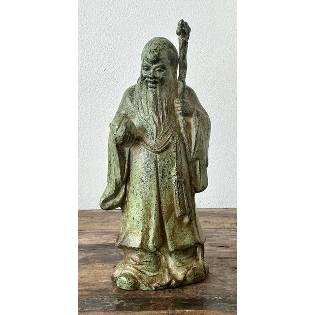 Vintage Asian Patinated Bronze Character For Sale - Image 11 of 12