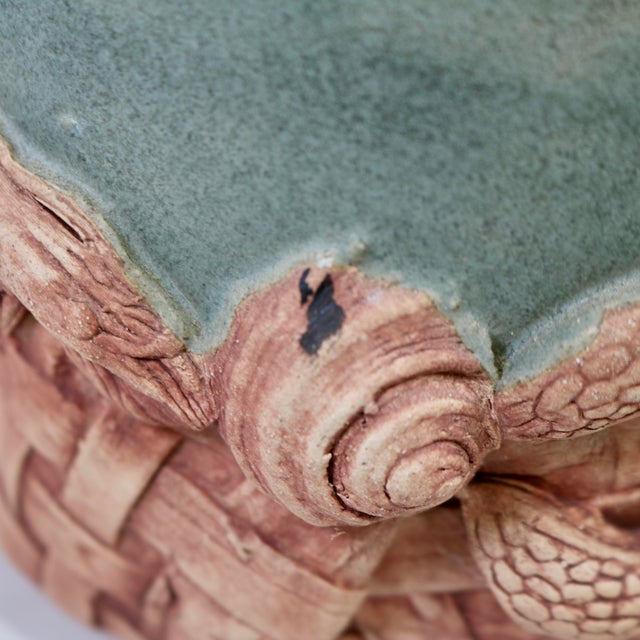 Large 11.5” Vintage Leo & Karin Villaroman Coastal Marine Sculptural Lidded Stoneware Vessel For Sale - Image 16 of 17