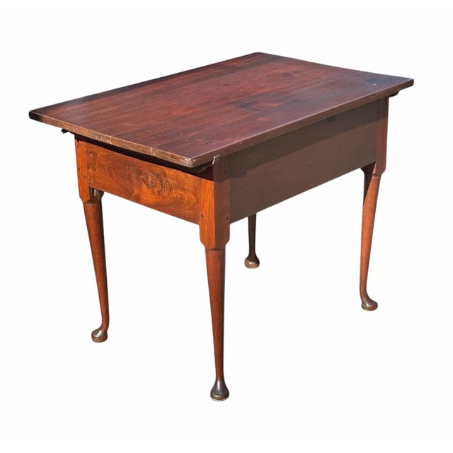 Antique Queen Anne Pennsylvania Walnut Two Drawer Diminutive Tavern Table Rare For Sale - Image 10 of 12