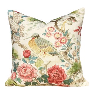 The House of Scalamandré Shenyang Linen Print Pillow, Bloom For Sale