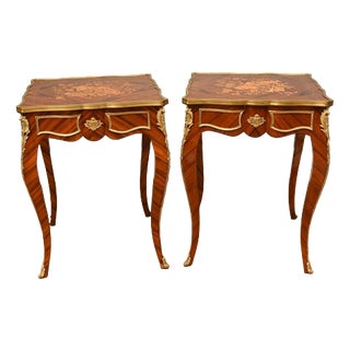 French Louis XV Revival Side Tables, Set of 2 For Sale