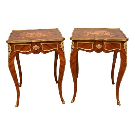French Louis XV Revival Side Tables, Set of 2 For Sale