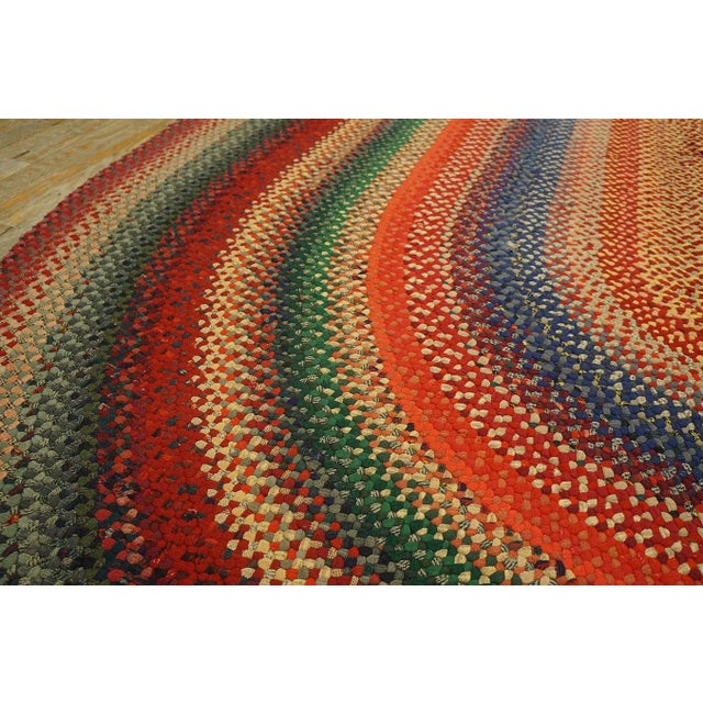 1930s Multicolor Folk Art Antique Oval American Braided Rug 6'10" X 9'2" Cotton Carpet For Sale - Image 14 of 15