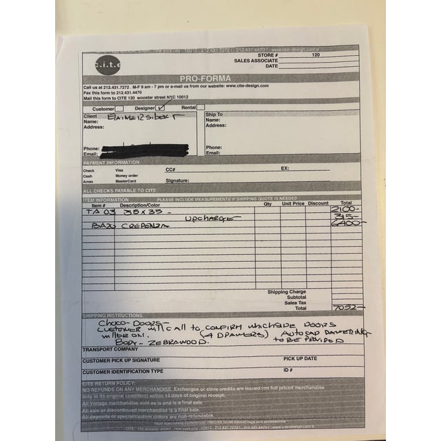 Cecchini Collection Zebra Wood Credenza, 93.5" W 23.75" D X 20" H, 2006 For Sale - Image 13 of 14