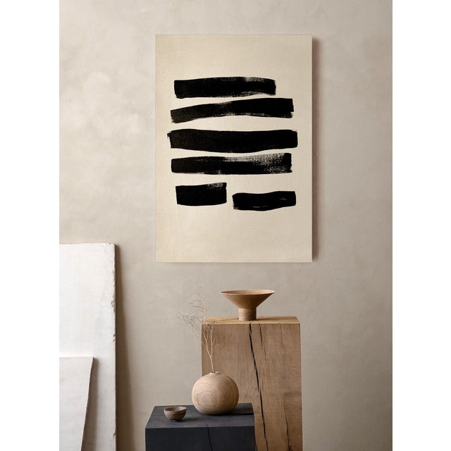 "Stripes 03", 2023. Acrylic painting on canvas by artist Anna Pepe. Abstract recurred stripes composition painting. Black...