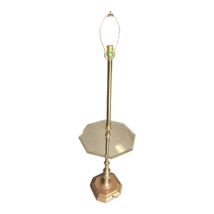 Mid 20th Century Mid Century Modern Brass Floor Lamp With Octagon Glass Table
