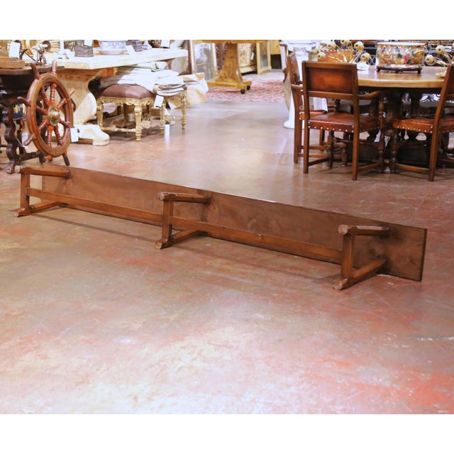19th Century French Provincial Carved Cherry Farm Bench From Poitou For Sale - Image 14 of 14