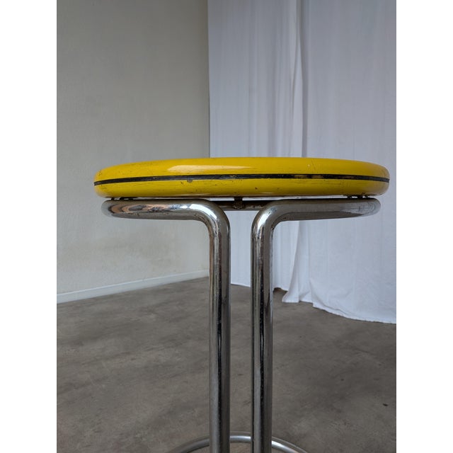 Vintage Bauhaus Yellow Bar Table in Chrome, 1970s For Sale - Image 4 of 18