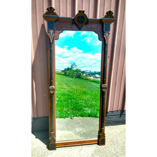 Antique Walnut Victorian Wall Pier Mirror 1880s Era An antique walnut Victorian or Eastlake style hall pier mirror. Solid...